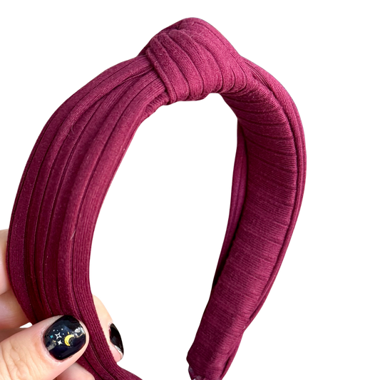 Wine Wide Rib Classic Knotted Headband