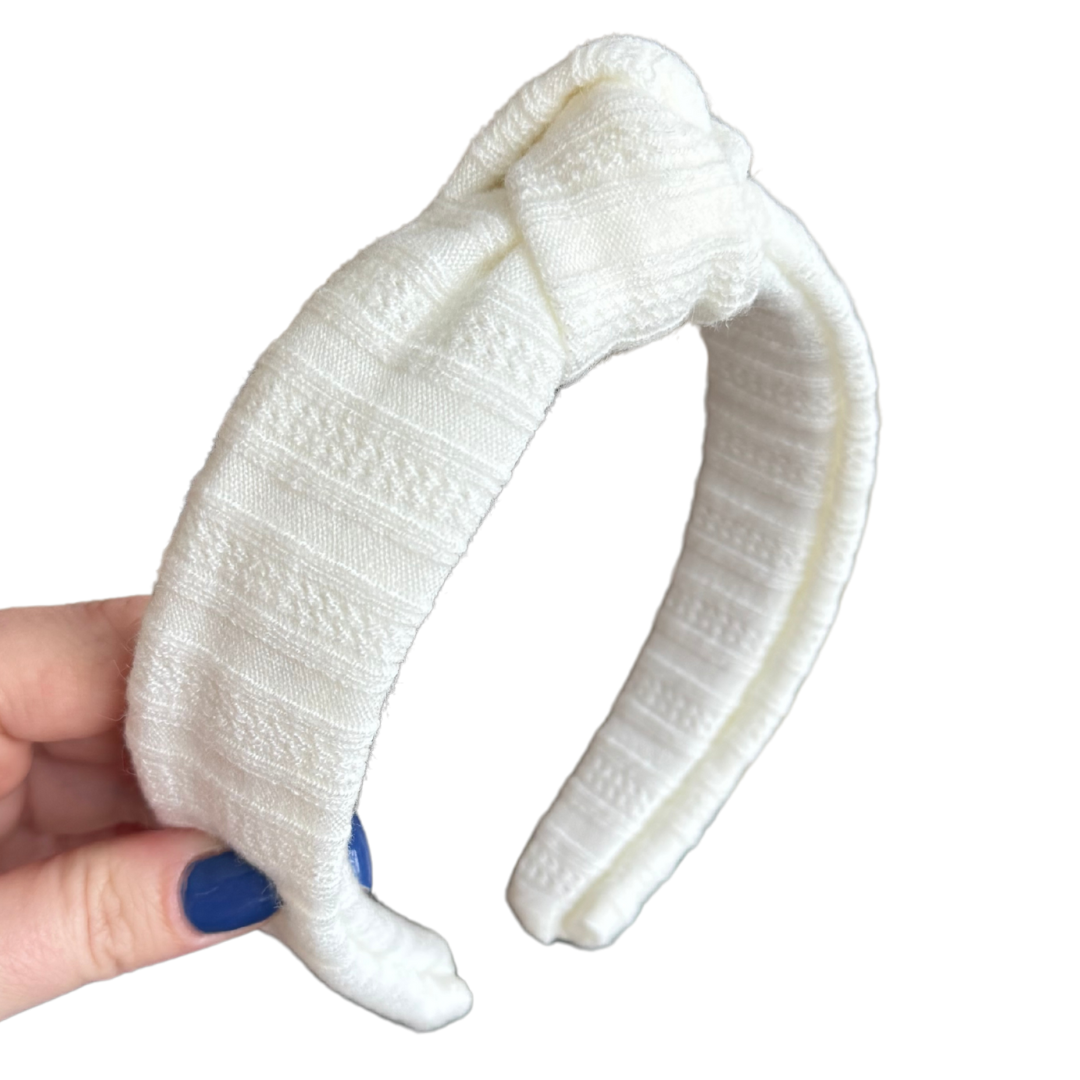 Off White Knit Classic Knotted Headband
