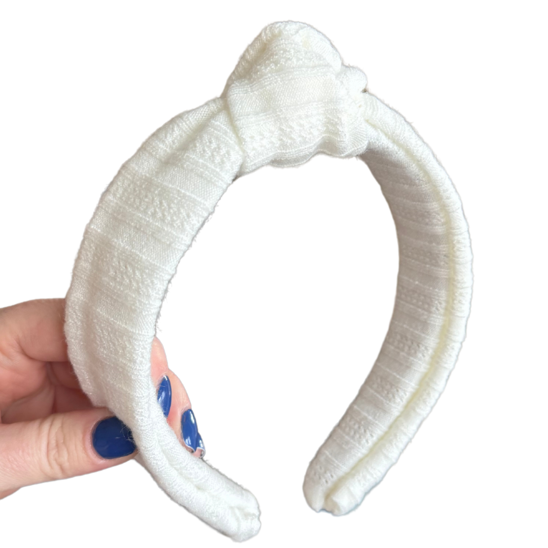 Off White Knit Classic Knotted Headband
