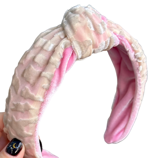 Pink Velvet Leopard Classic Knotted Headband