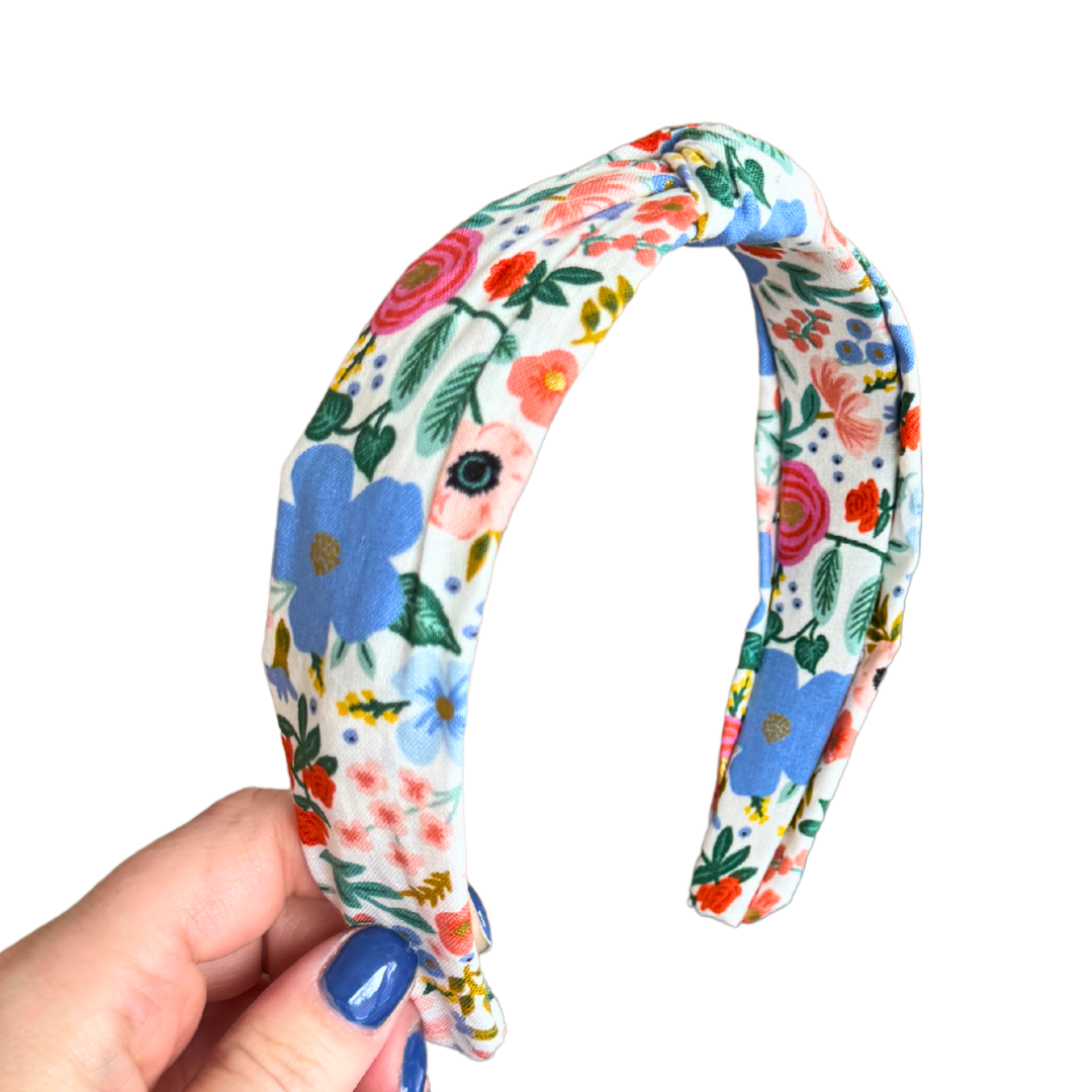 Wild Rose on Cream Rifle Paper Co. Classic Knotted Headband