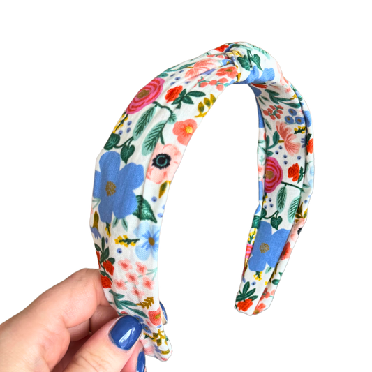 Wild Rose on Cream Rifle Paper Co. Classic Knotted Headband
