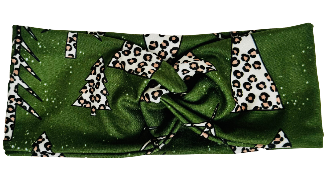 Green Cheetah Trees Twisted - Workout Headband