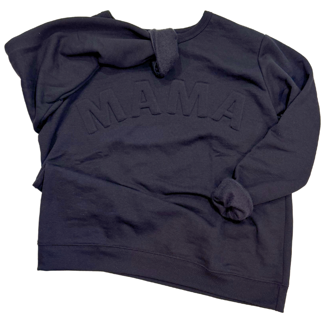 Embossed Mama Embroidered Crew Neck Sweatshirt