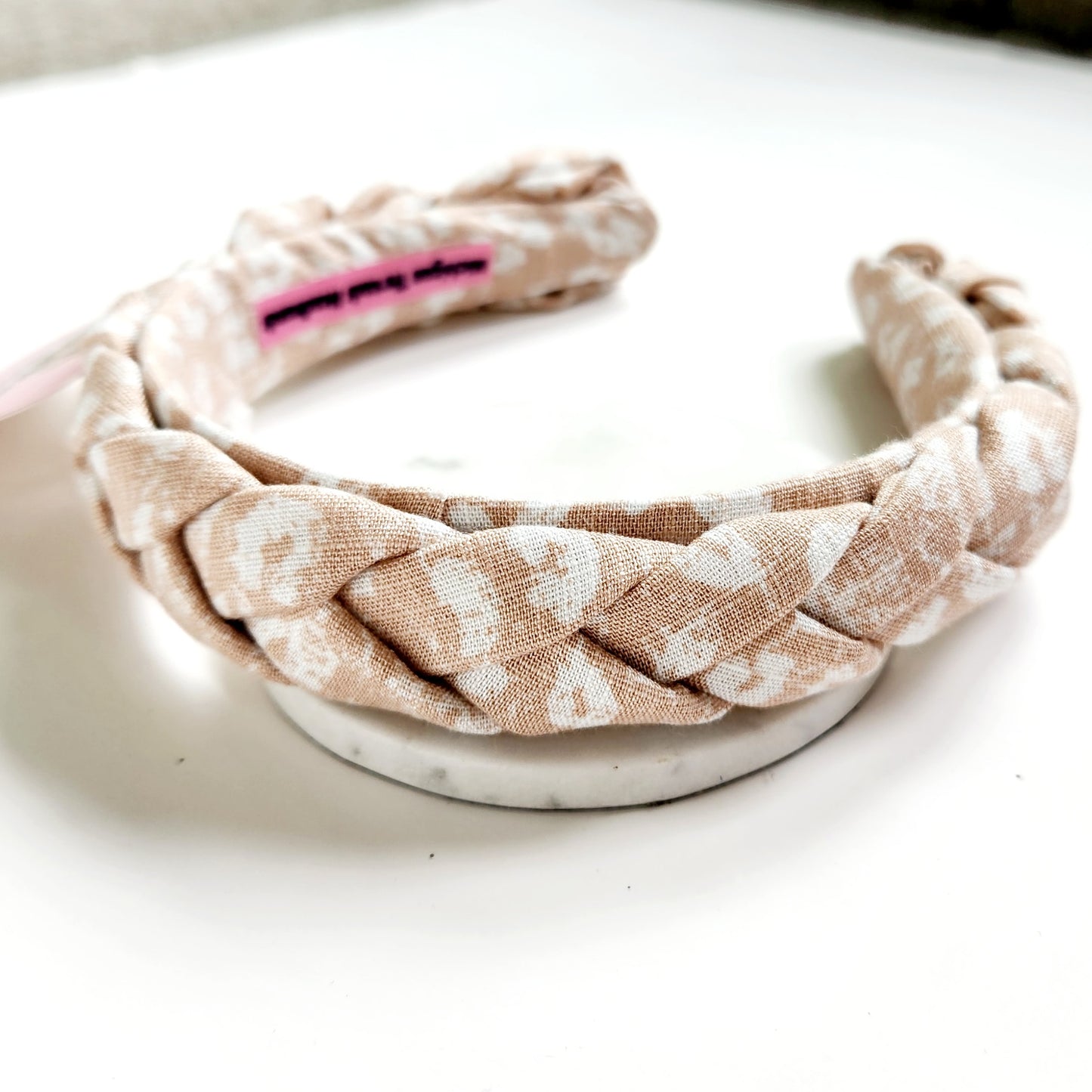 Braided Classic Headband Peach Leopard