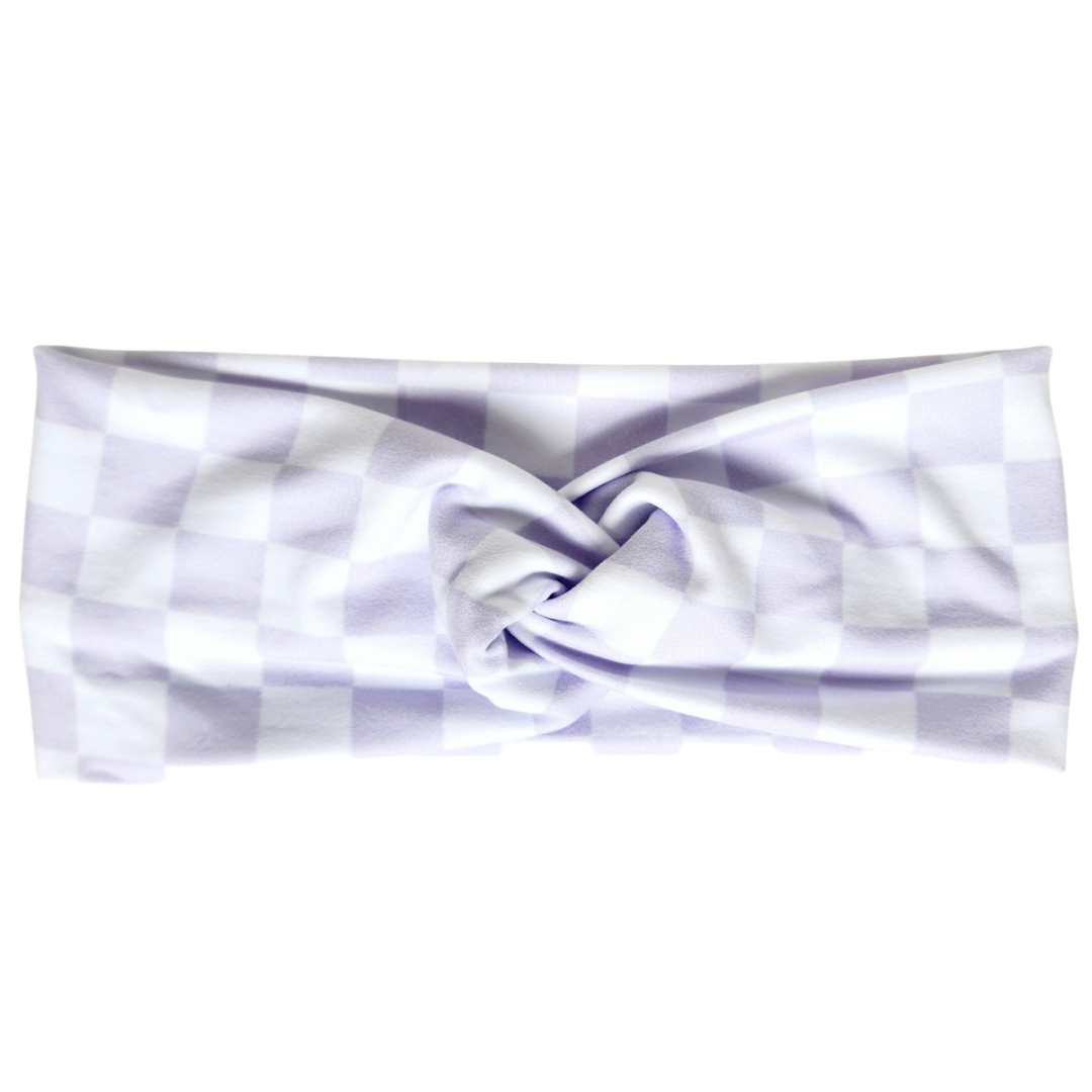Lavender Checker Twisted - Workout Headband