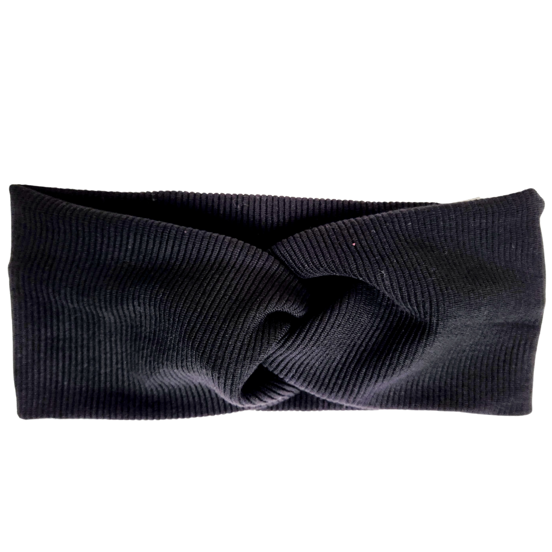 Black Baby Rib Twisted - Workout Headband