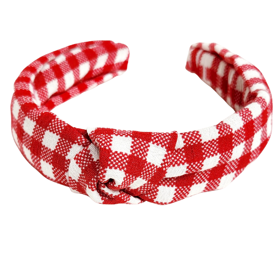 Red and White Plaid Classic Knotted Headband