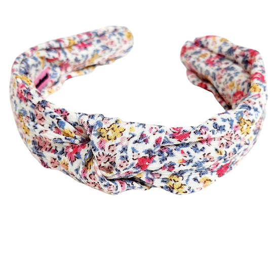 Pink and Blue Ditsy Floral Classic Knotted Headband