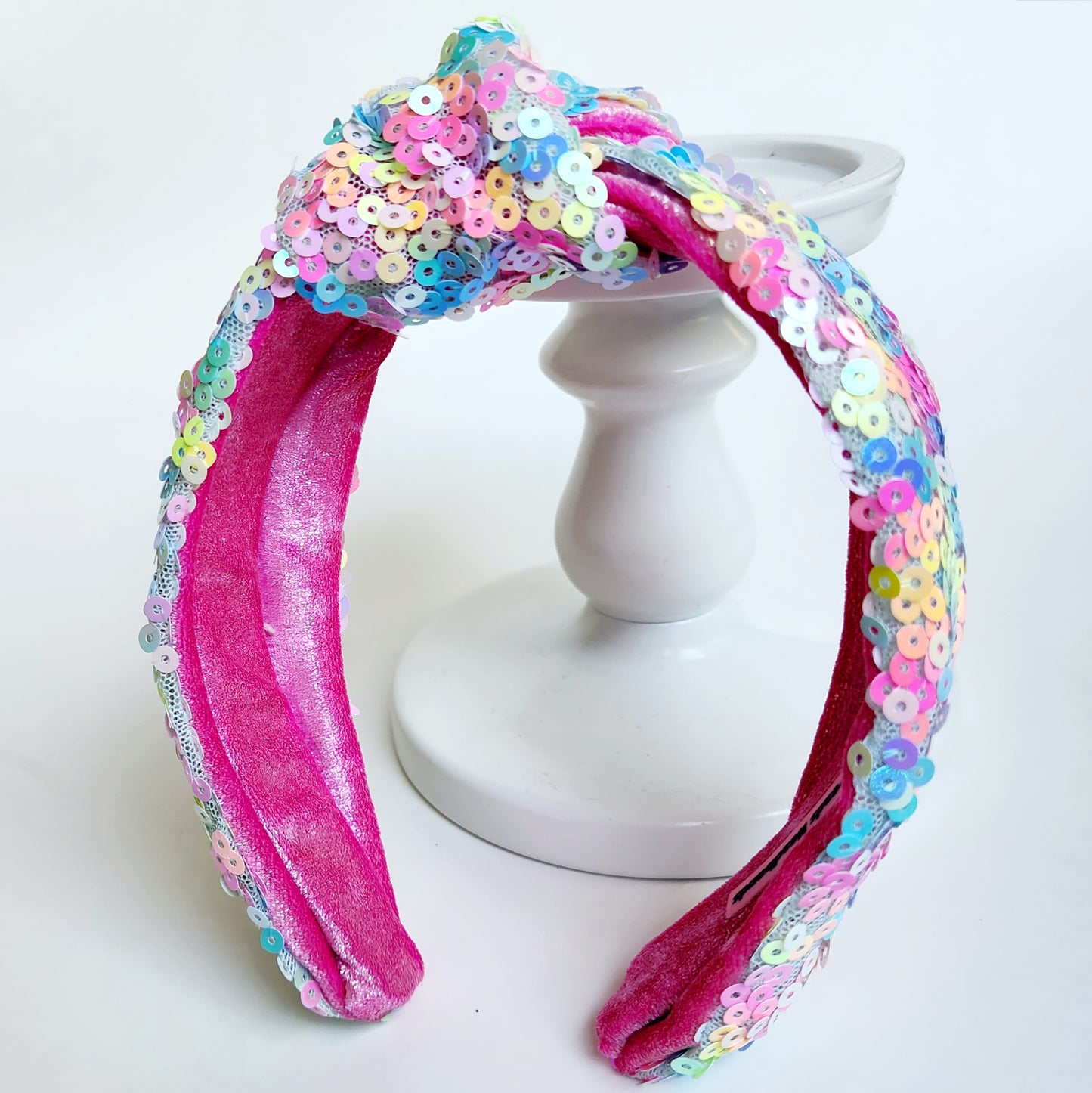 Knotted Classic Headband Pink and Sequin