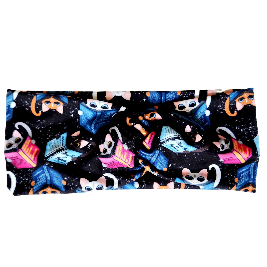 Cats Reading Books Twisted - Workout Headband