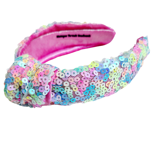 Knotted Classic Headband Pink and Sequin