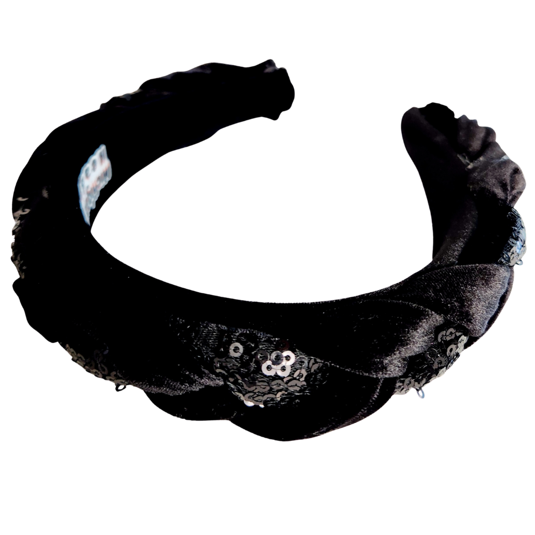 Braided Classic Headband Midnight Sequins and Velvet