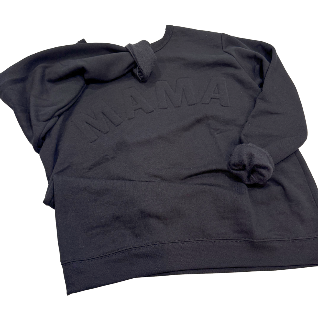 Embossed Mama Embroidered Crew Neck Sweatshirt