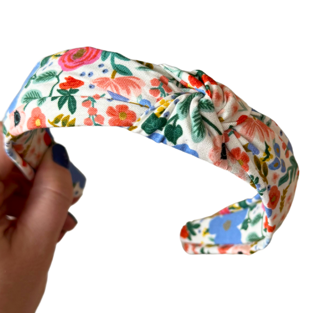 Wild Rose on Cream Rifle Paper Co. Classic Knotted Headband