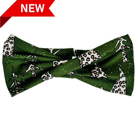 Green Cheetah Christmas Tree Luxe Extra Wide - Workout Headband