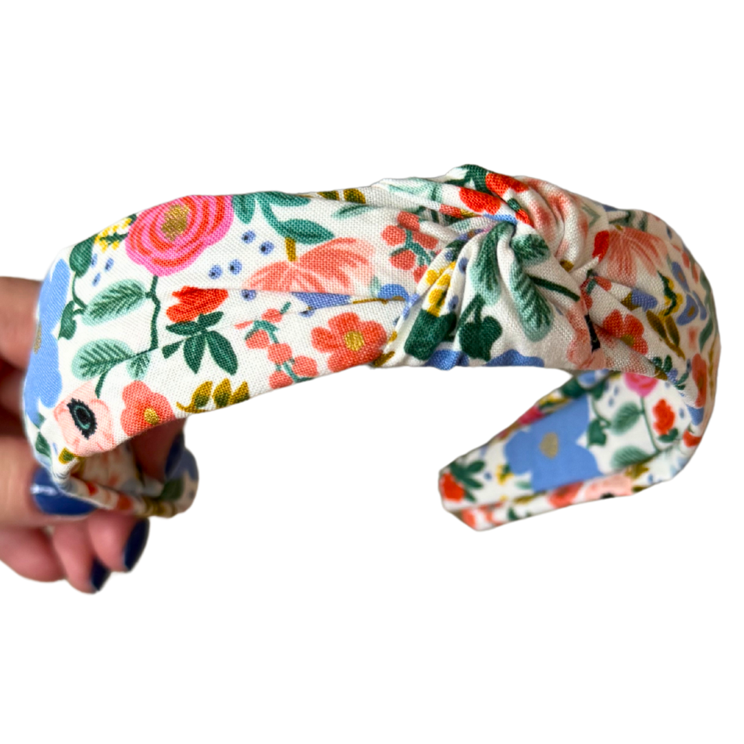 Wild Rose on Cream Rifle Paper Co. Classic Knotted Headband