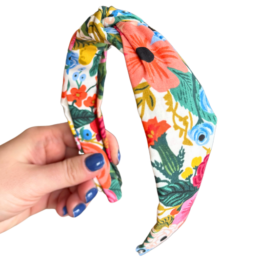 Garden Party on Cream Rifle Paper Co. Classic Knotted Headband