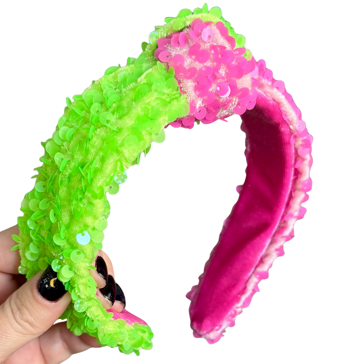 Pink and Green Sequin Classic Knotted Headband