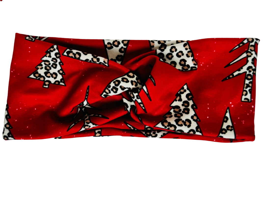 Red Cheetah Trees Twisted - Workout Headband