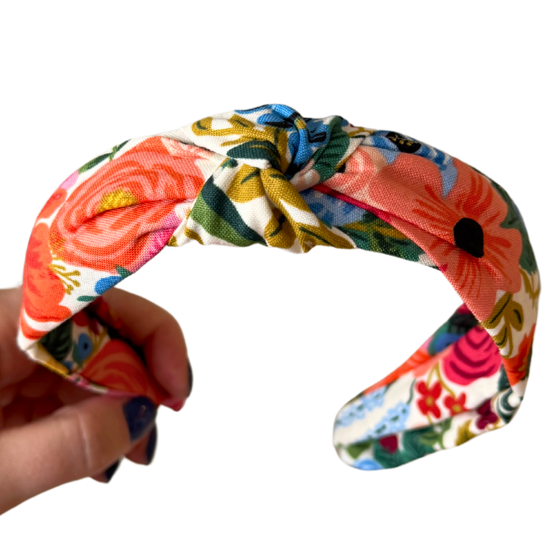 Garden Party on Cream Rifle Paper Co. Classic Knotted Headband