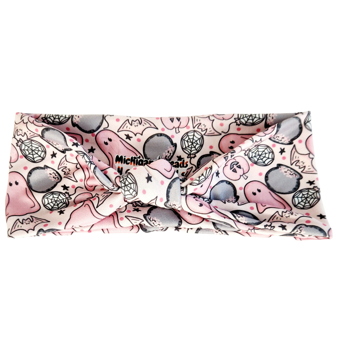 Pink Ghosts and Cauldrons Knotted - Women's Head band