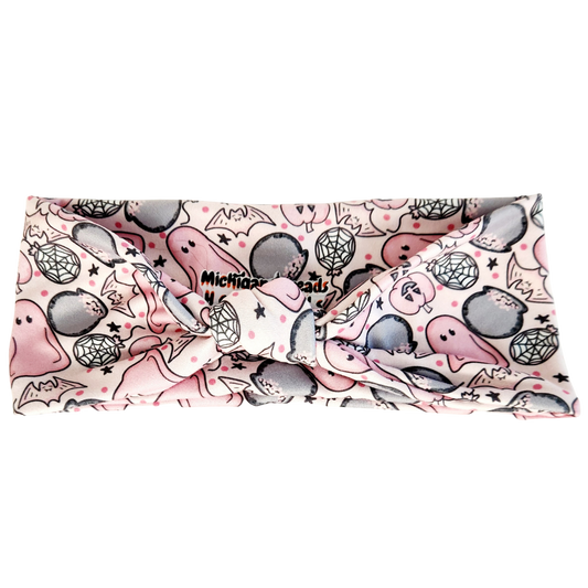 Pink Ghosts and Cauldrons Knotted - Women's Head band