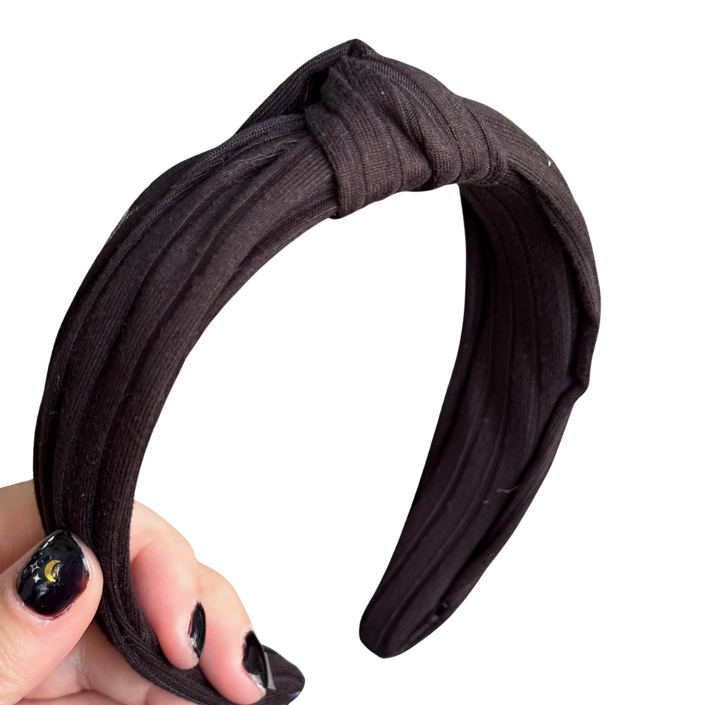 Black Wide Rib Classic Knotted Headband
