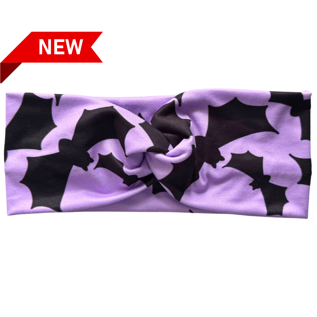Bats on Lavender Twisted - Workout Headband