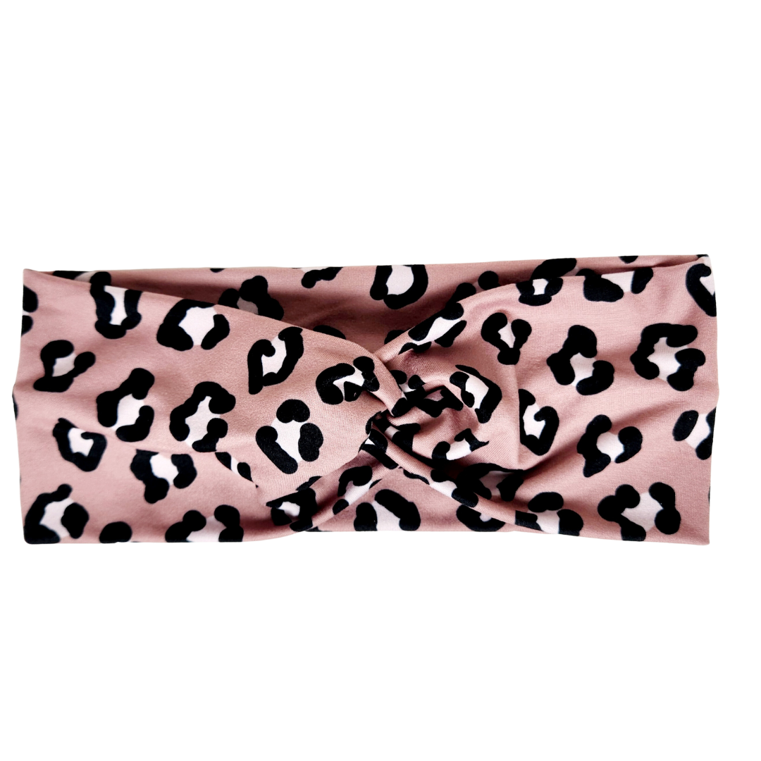 Beige Cheetah Twisted Workout Headband
