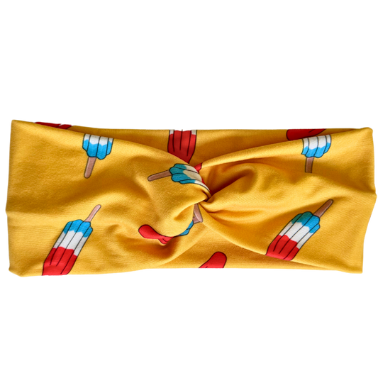 Bomb Pops on Yellow Twisted - Workout Headband