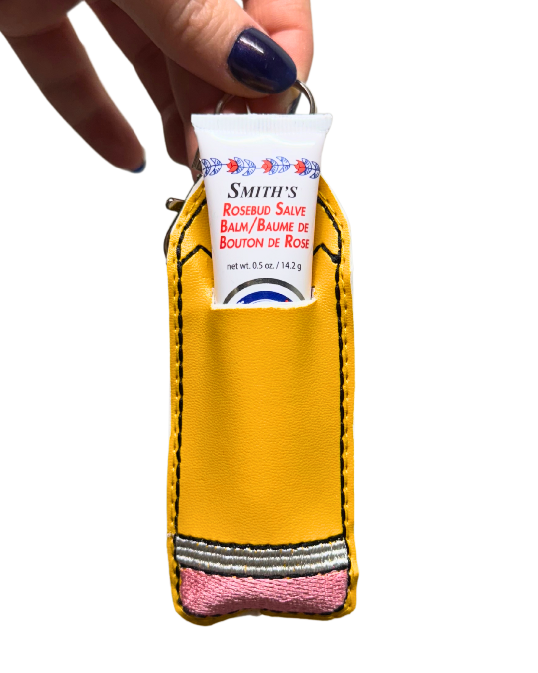 Embroidered Pencil Keychain and Chapstick Holder