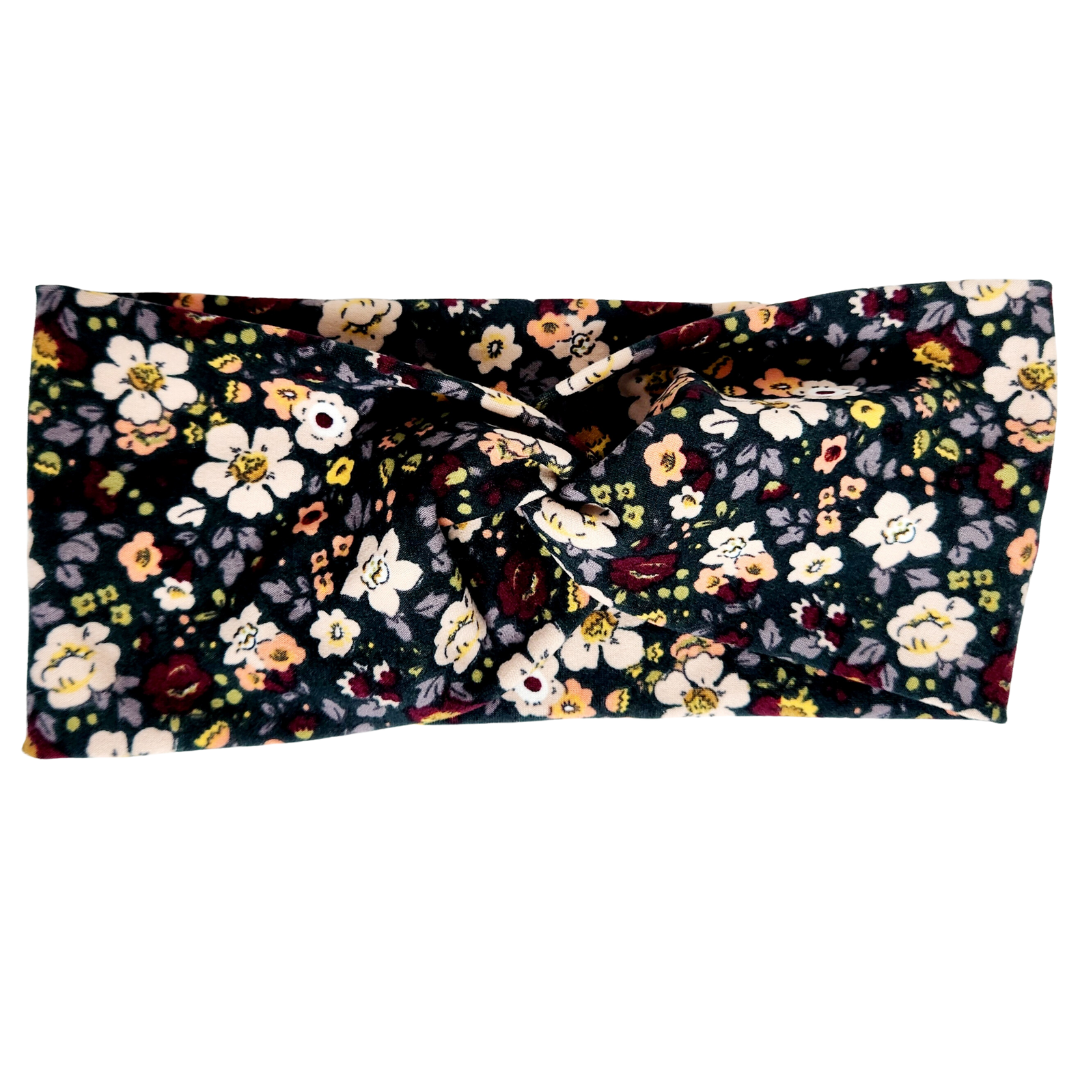 Floral on Emerald Twisted Workout Headband