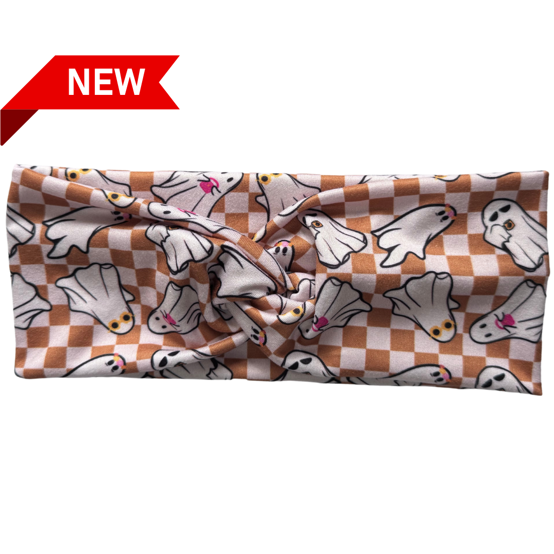 Ghosts on Neutral Check Twisted - Workout Headband