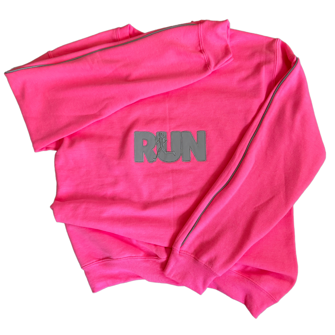 Reflective Run Embroidered Crew Neck Sweatshirt