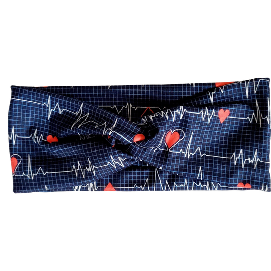 Navy Heart Beat EKG Twisted - Women's Head band