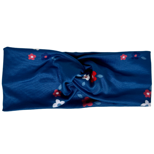 Ditsy Blue Floral Twisted - Workout Headband
