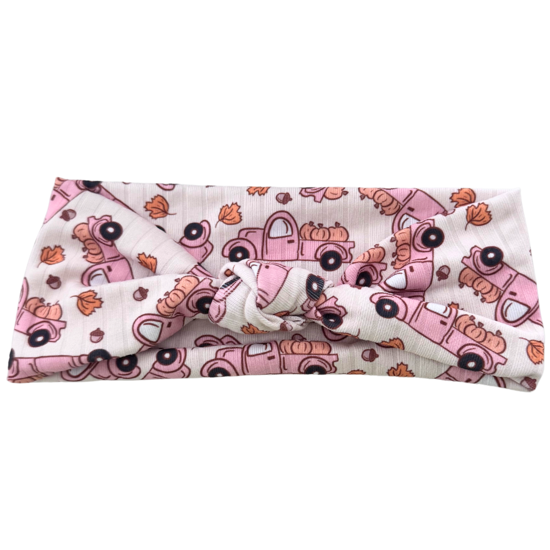 Farm Trucks on Rib Knotted - Workout headband