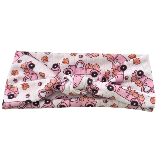 Farm Trucks on Rib Knotted - Workout headband