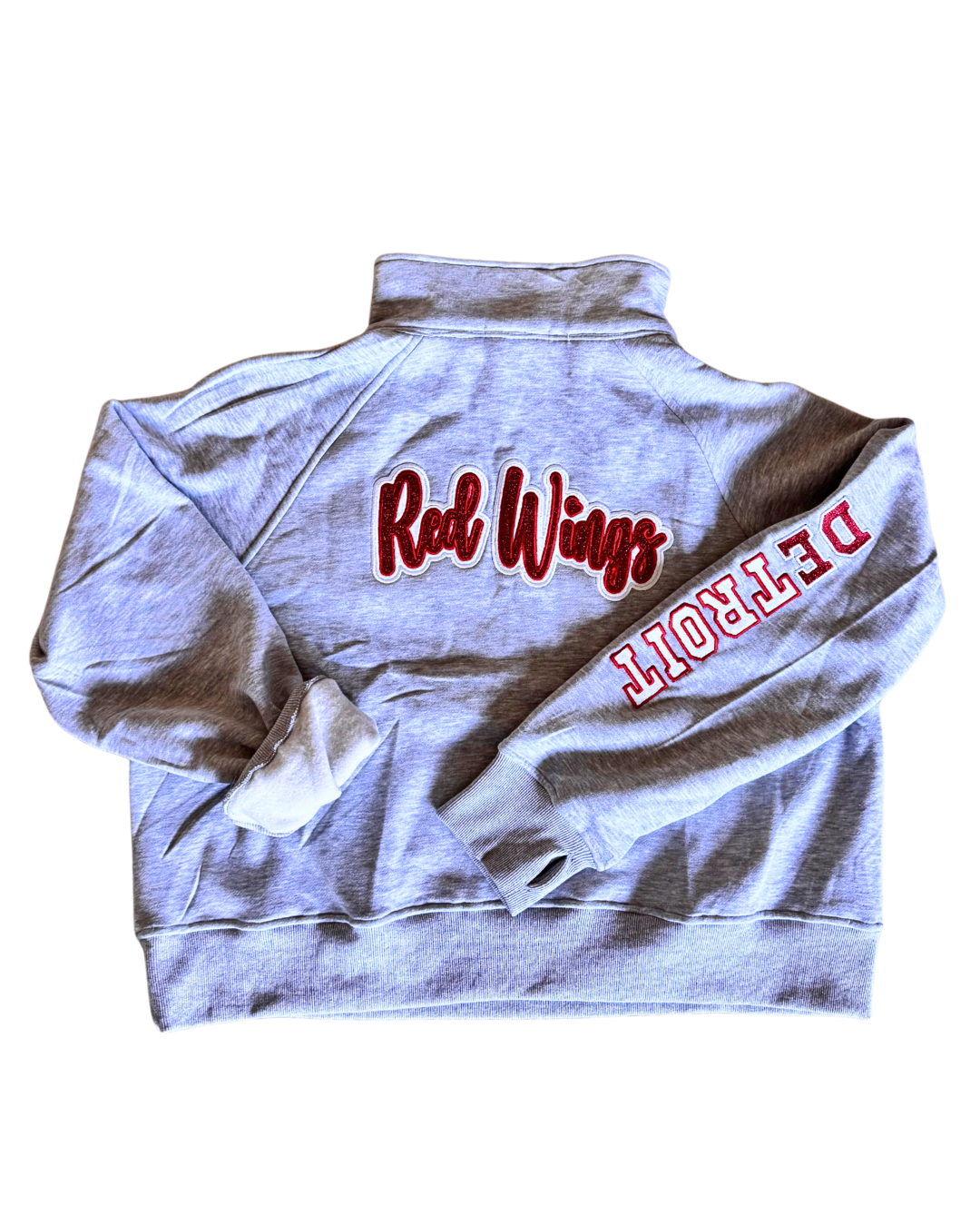 Detroit hockey half zip funnel neck sweatshirt Glittery Design