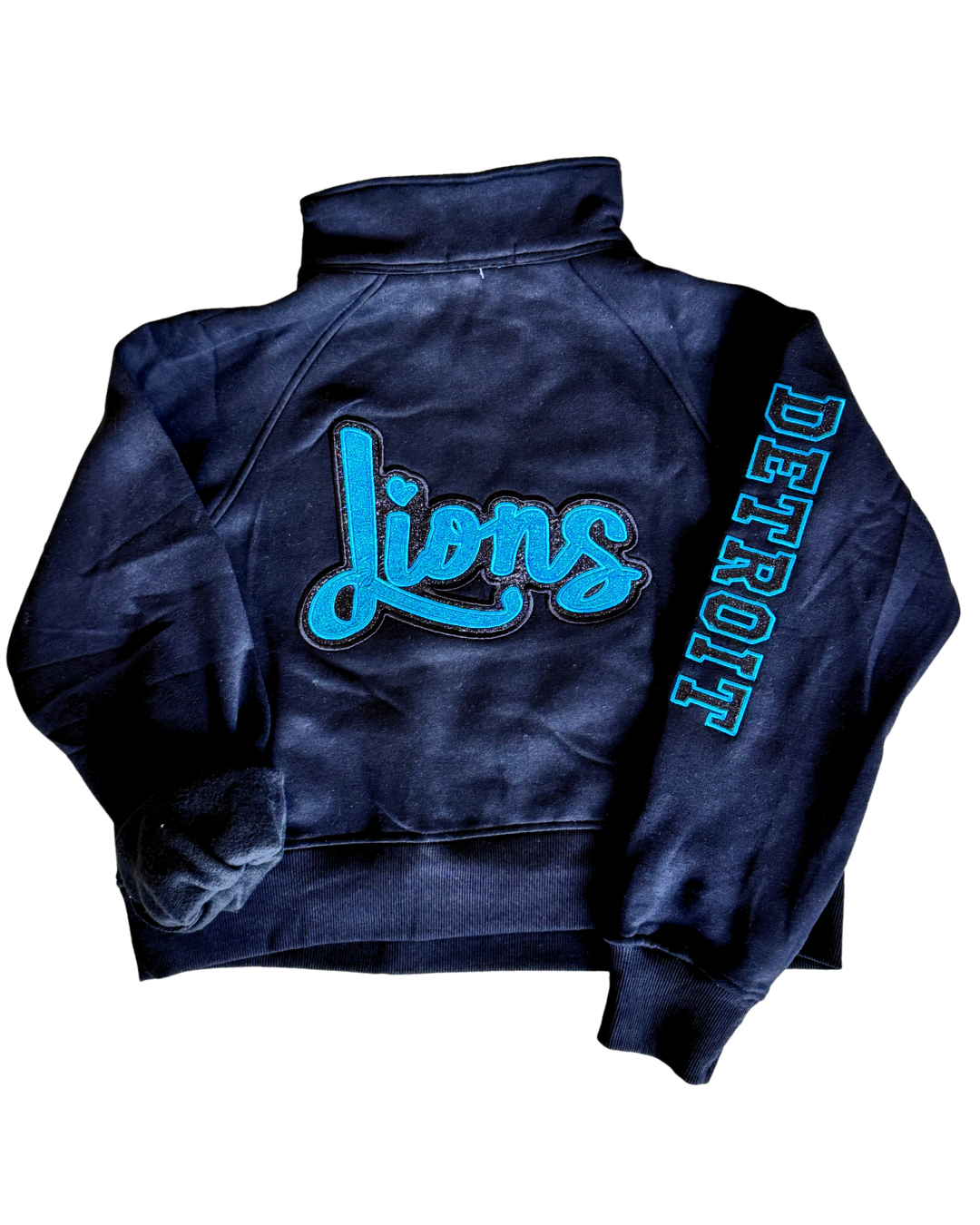 Detroit Football half zip funnel neck sweatshirt Glittery Design