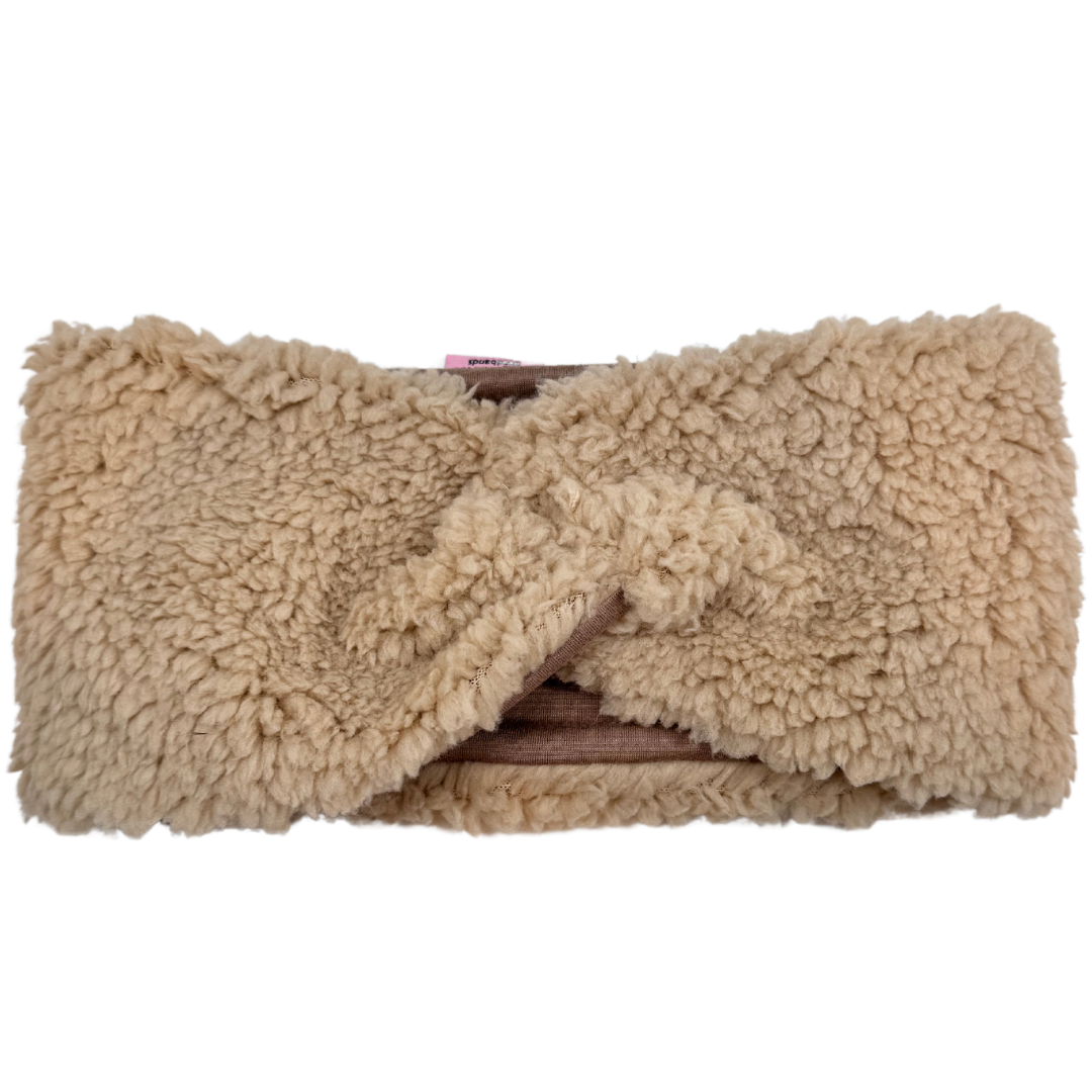 Reversible Twisted Women's Ear Warmer Headband - Beige