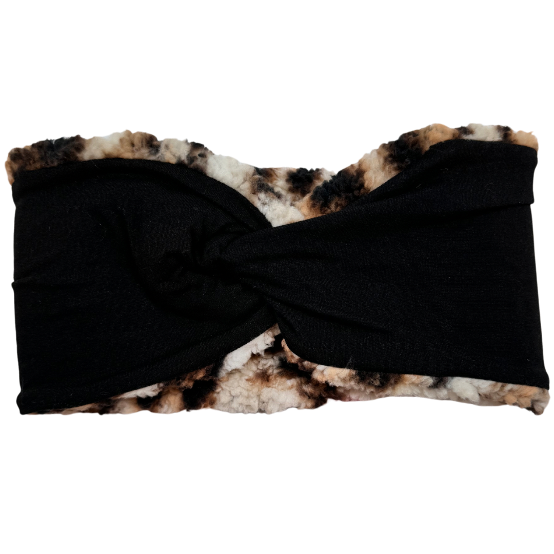 Reversible Twisted Women's Ear Warmer Headband - Cheetah