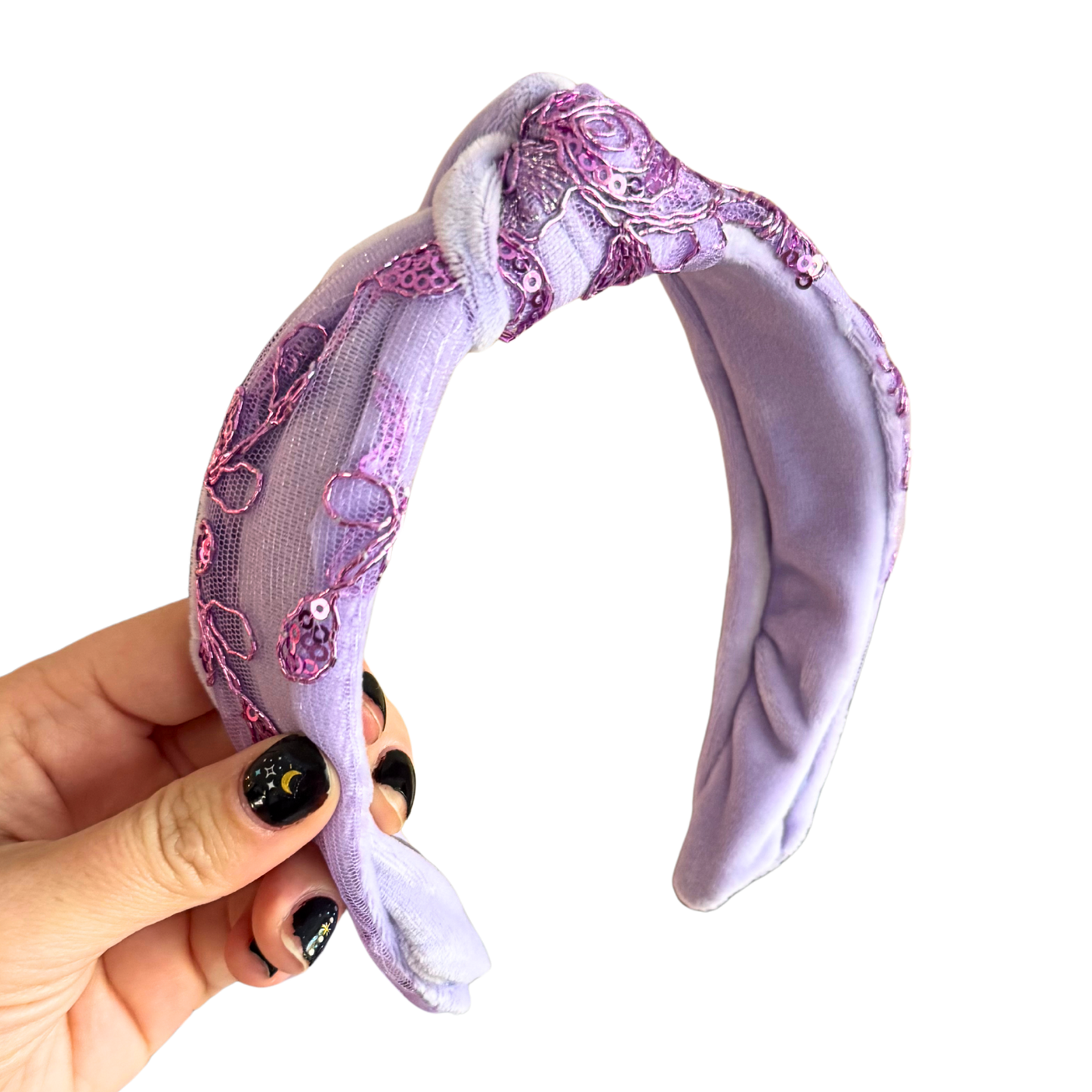 Purple Beaded Sparkle Knotted Headband