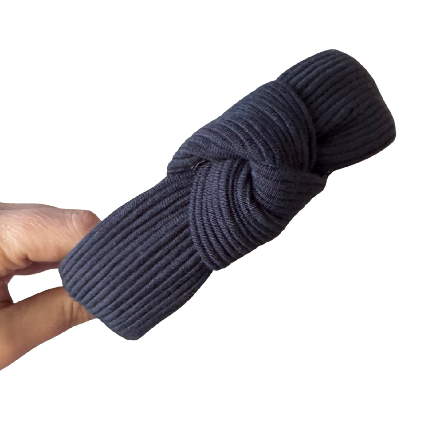Navy Rib Classic Knotted Headband