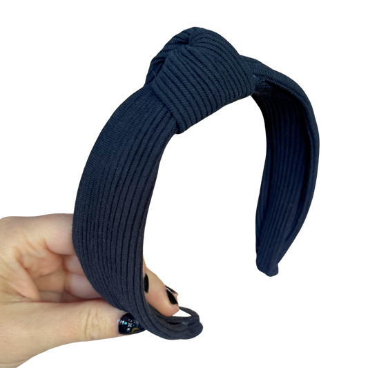 Navy Rib Classic Knotted Headband