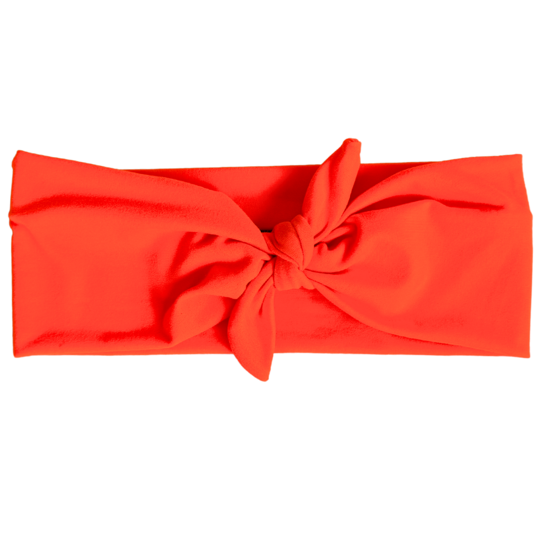 Neon Orange - Workout Headband w Removable Bow