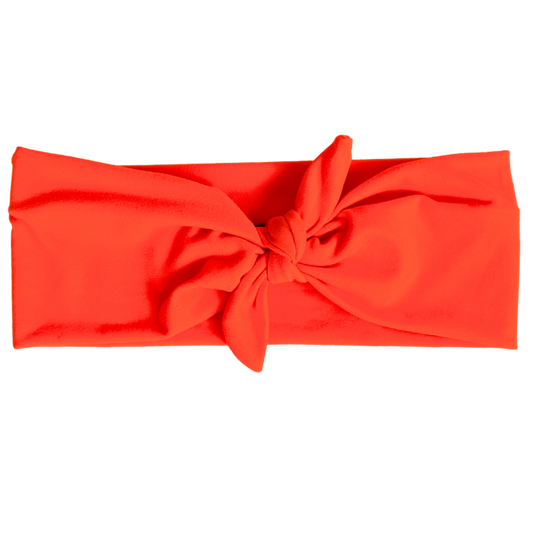 Neon Orange - Workout Headband w Removable Bow