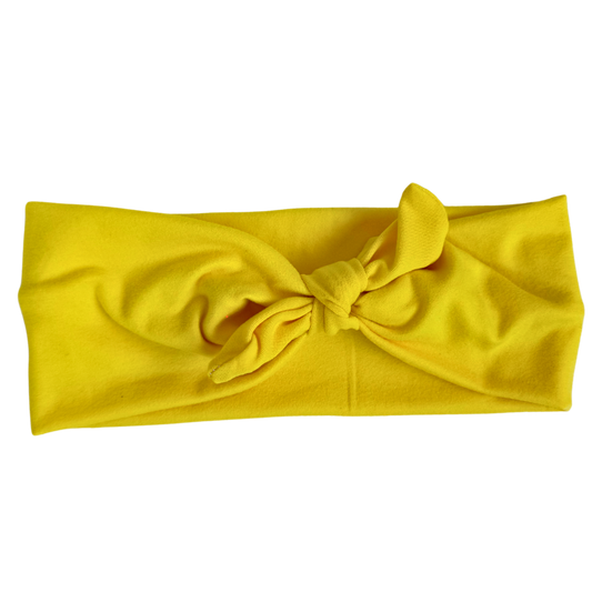 Bright Yellow - Workout Headband w Removable Bow