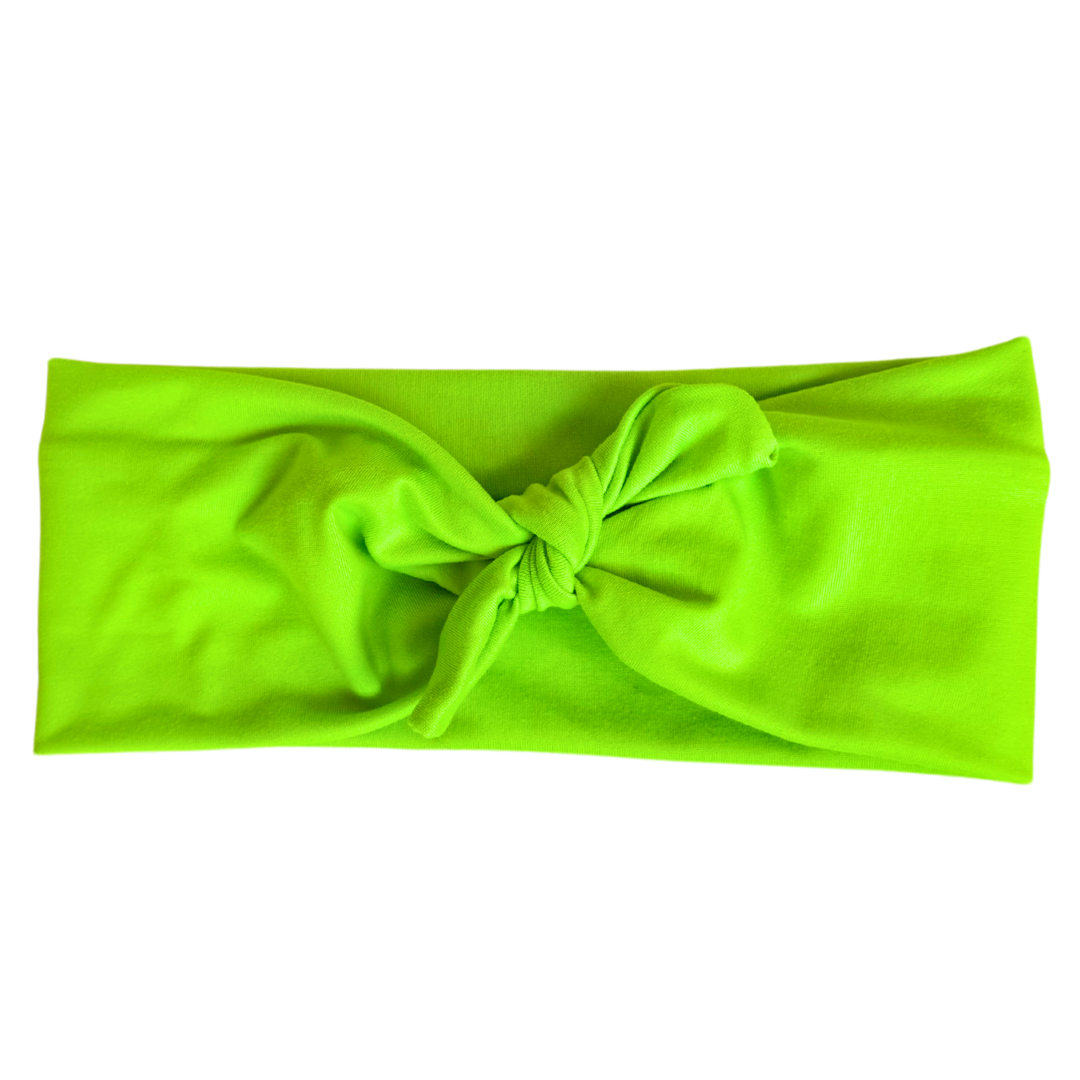 Neon Green - Workout Headband w Removable Bow